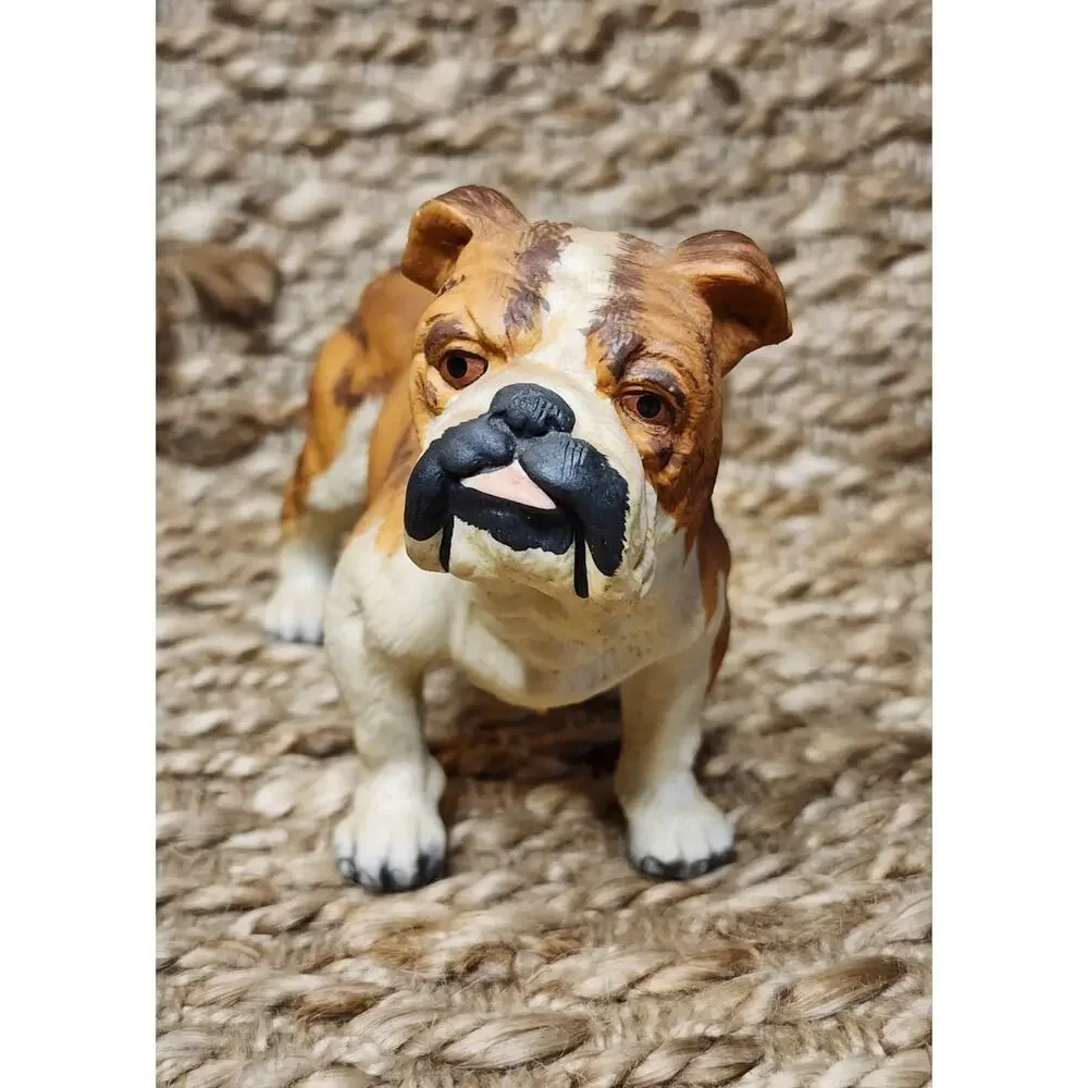 Andrea by Sadek Porcelain Brown White Bulldog Figurine Shelf Tabletop Decor